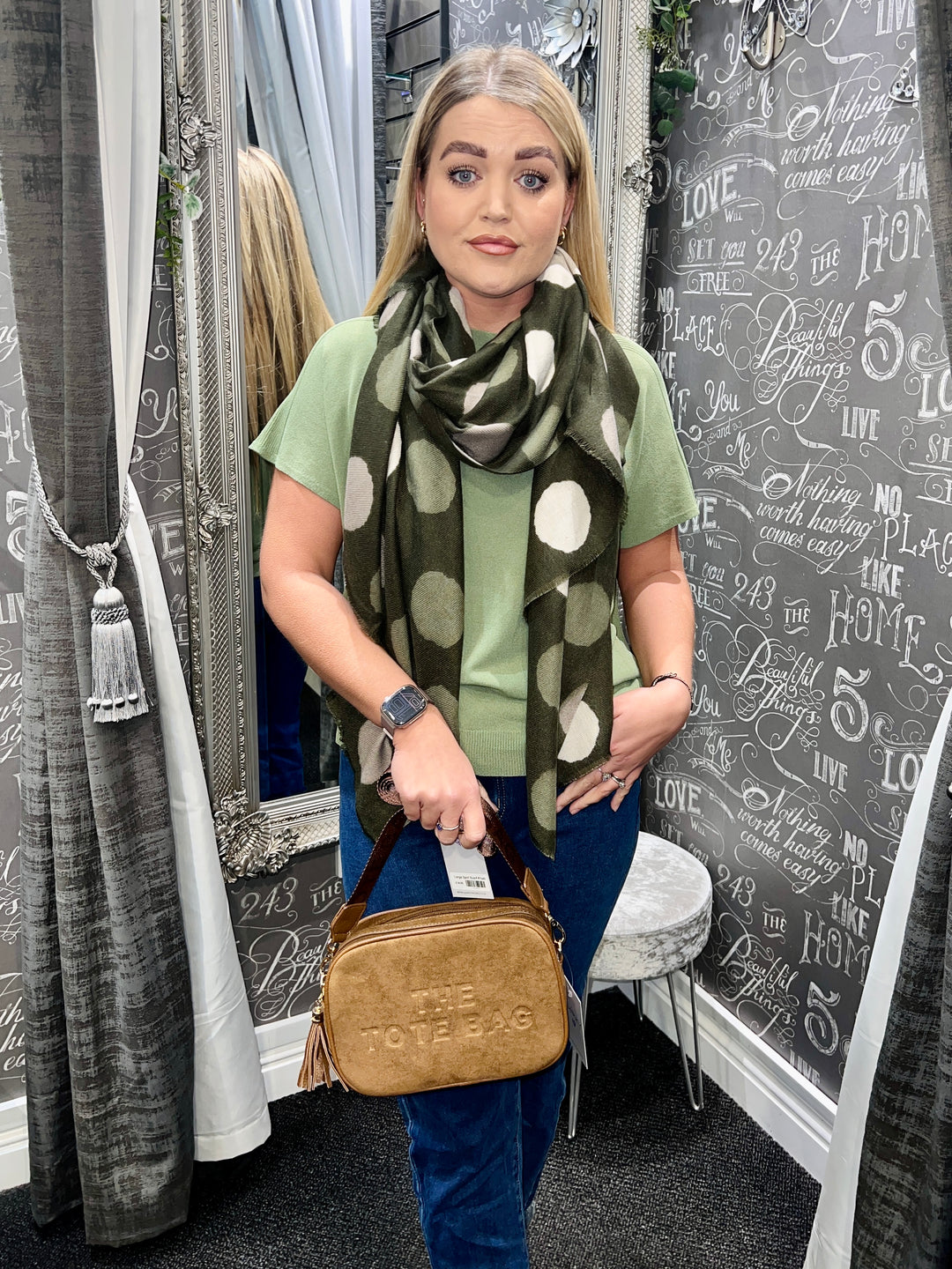 Jenna Fine Knit Short Sleeve Top LIGHT KHAKI