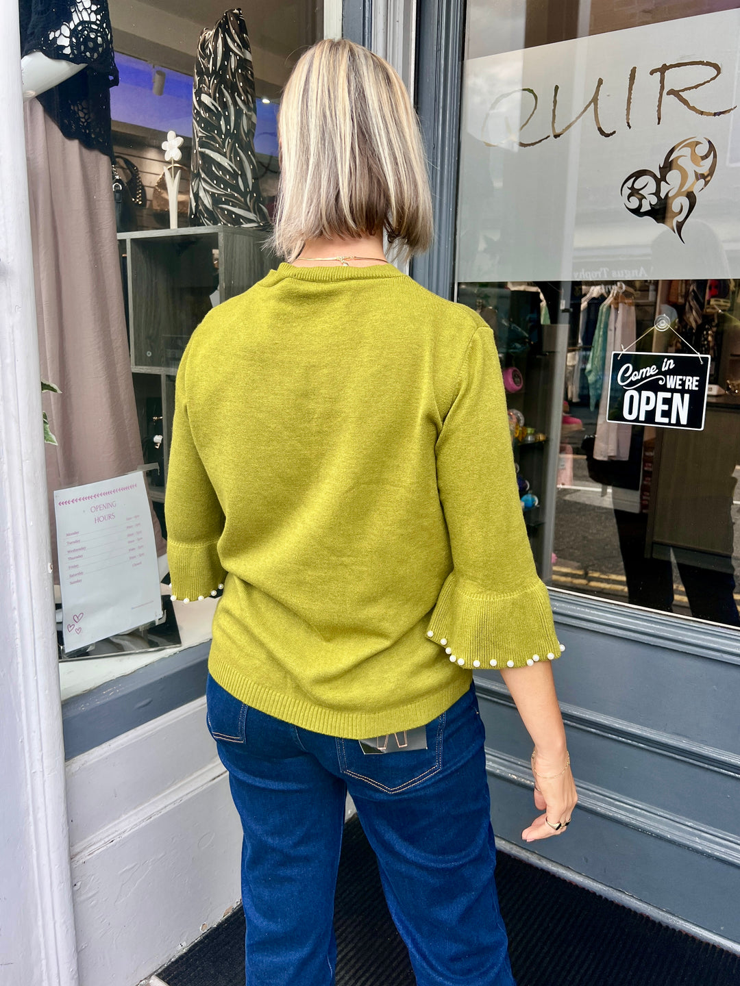 Harriet Pearl Sleeve Knit PISTACHIO