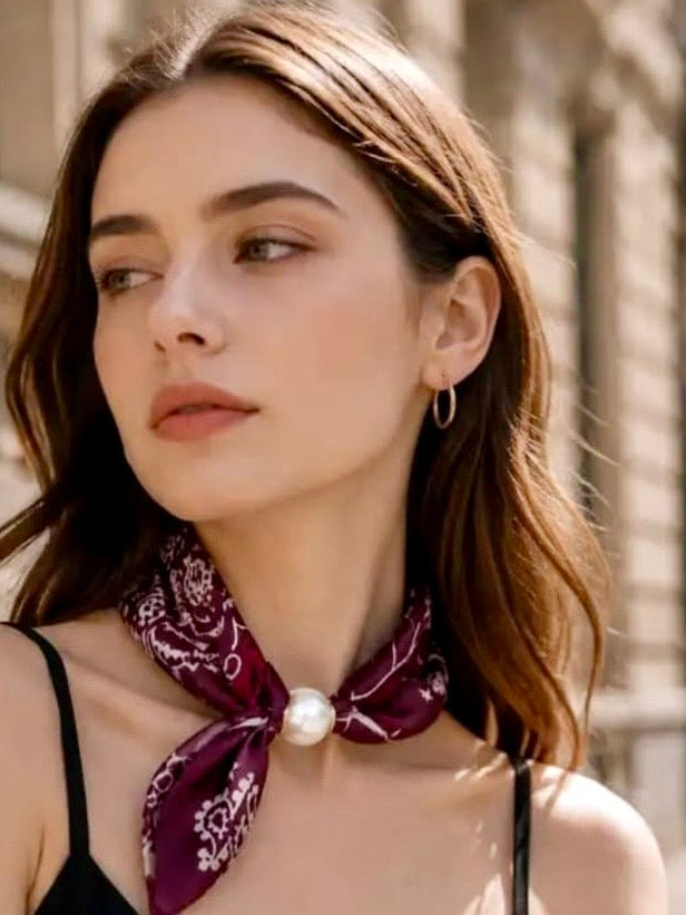 Ria Paisley Print Magnetic Scarf BURGUNDY