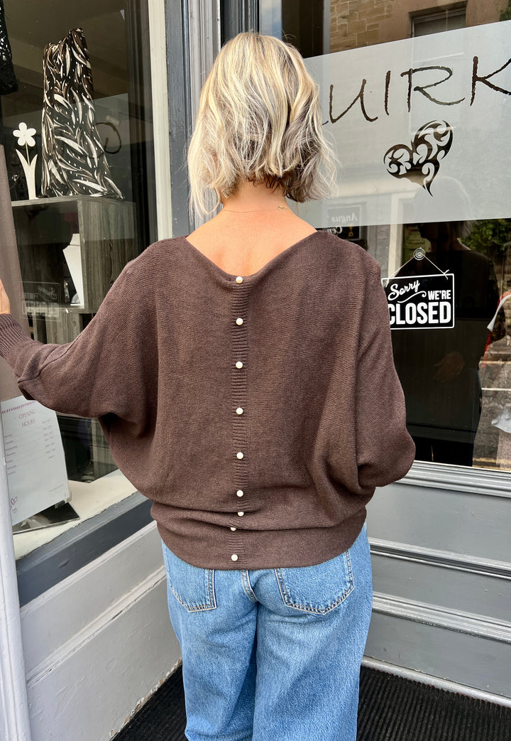 Lucie Pearl Back Knit CHOCOLATE