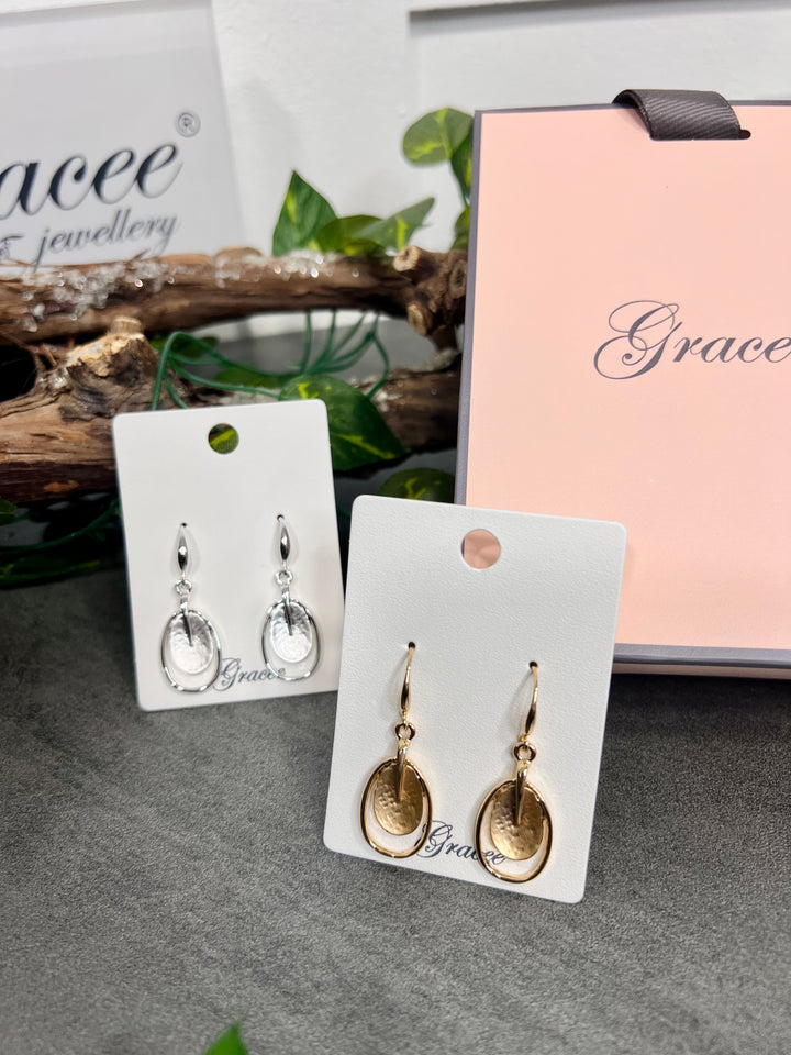 Gracee Oval Double Disc Earrings SILVER