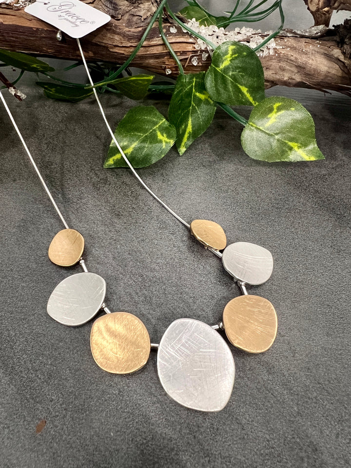 Gracee Short Brushed Pendant SILVER/GOLD