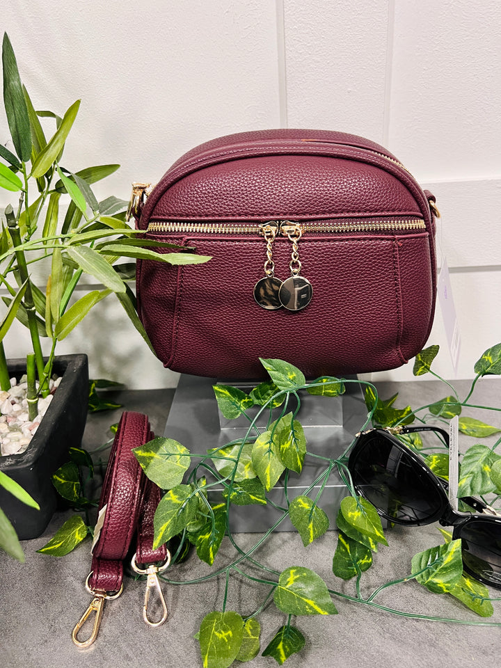 Toyah Gold Disc Zip Camera Bag BURGUNDY