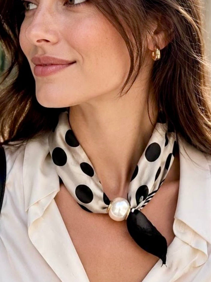 Large Polka Dot Magnetic Scarf BEIGE