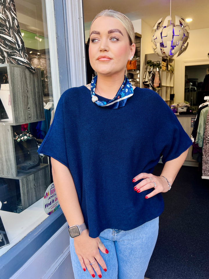 Sandi Italian Soft Knit Short Sleeve Jumper NAVY