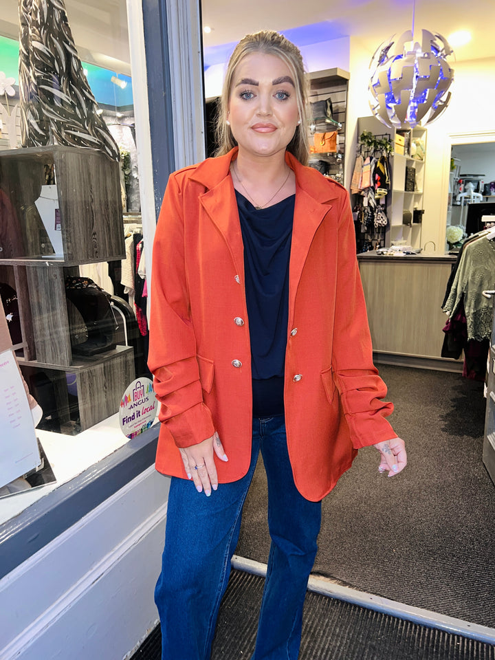 Marnie Gold Button Blazer RUST