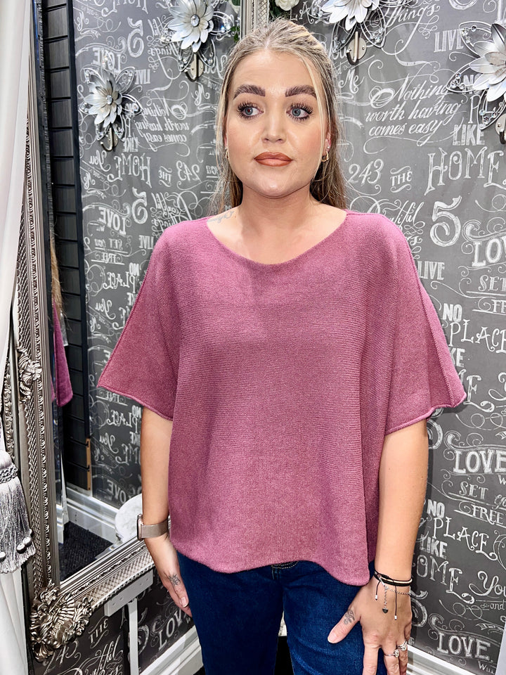 Sandi Italian Soft Knit Short Sleeve Jumper MAUVE