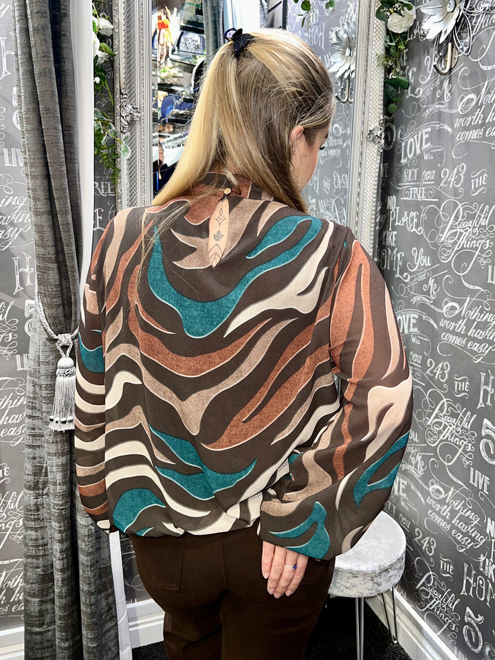 Chloe Abstract Zebra Print Bubblehem CHOCOLATE