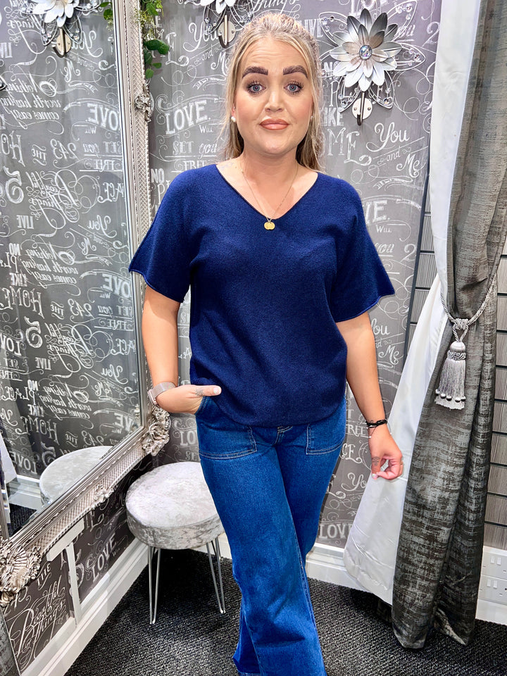 Brooke V Neck Fine Knit NAVY