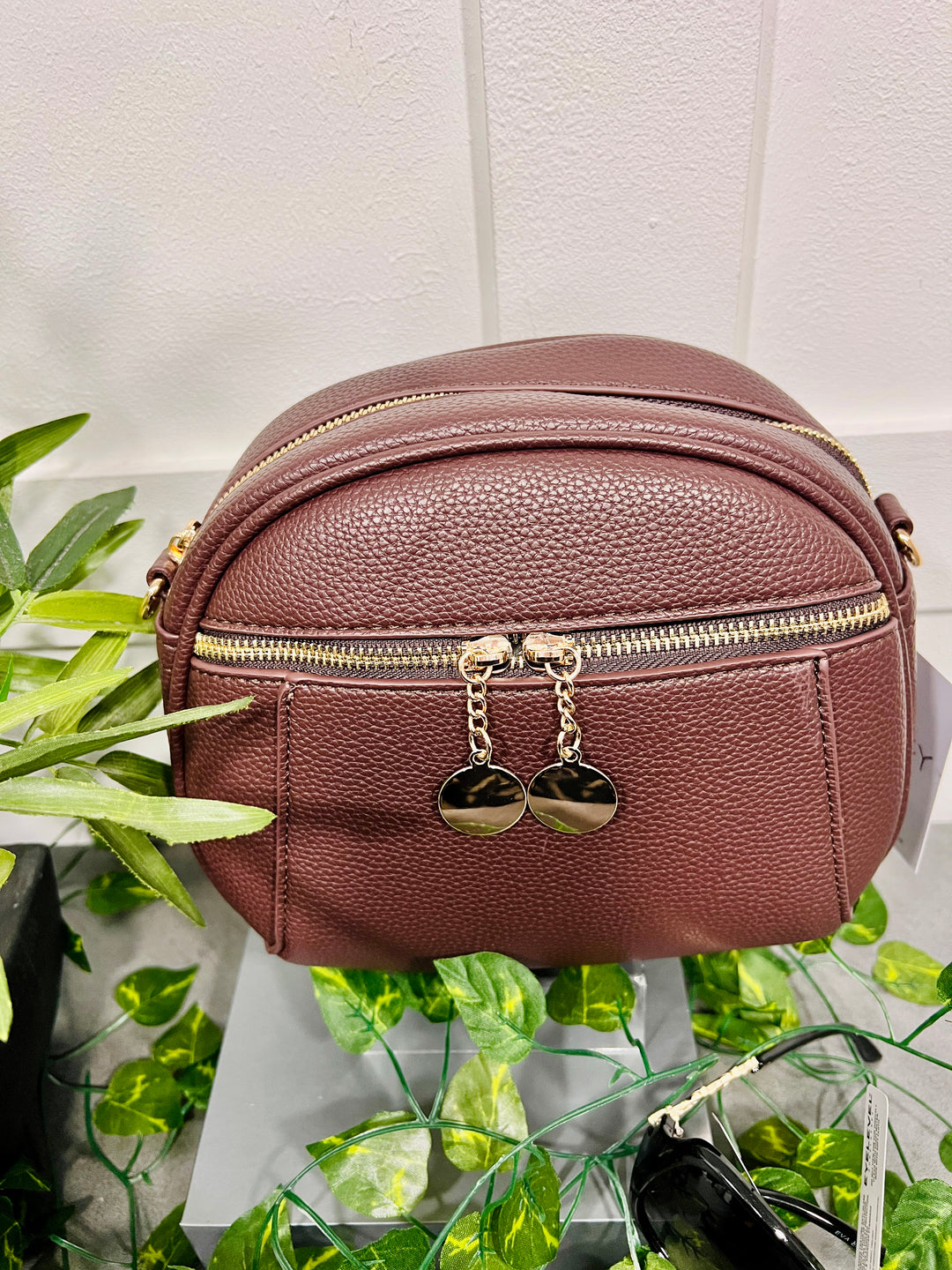 Toyah Gold Disc Zip Camera Bag BROWN
