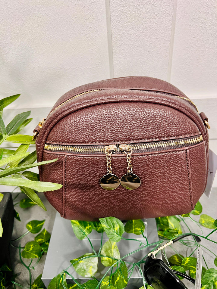 Toyah Gold Disc Zip Camera Bag BROWN
