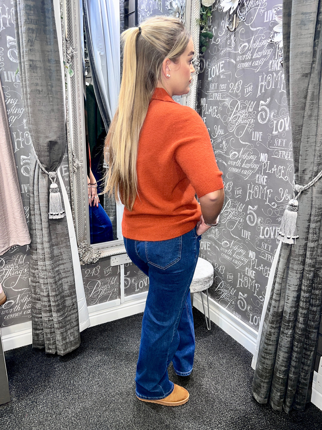 Tamsin Short Sleeve Polo Knit RUST