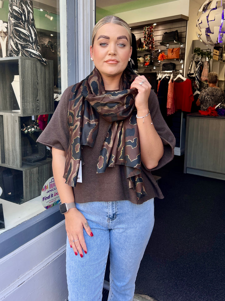 Leopard Print Scarf CHOCOLATE