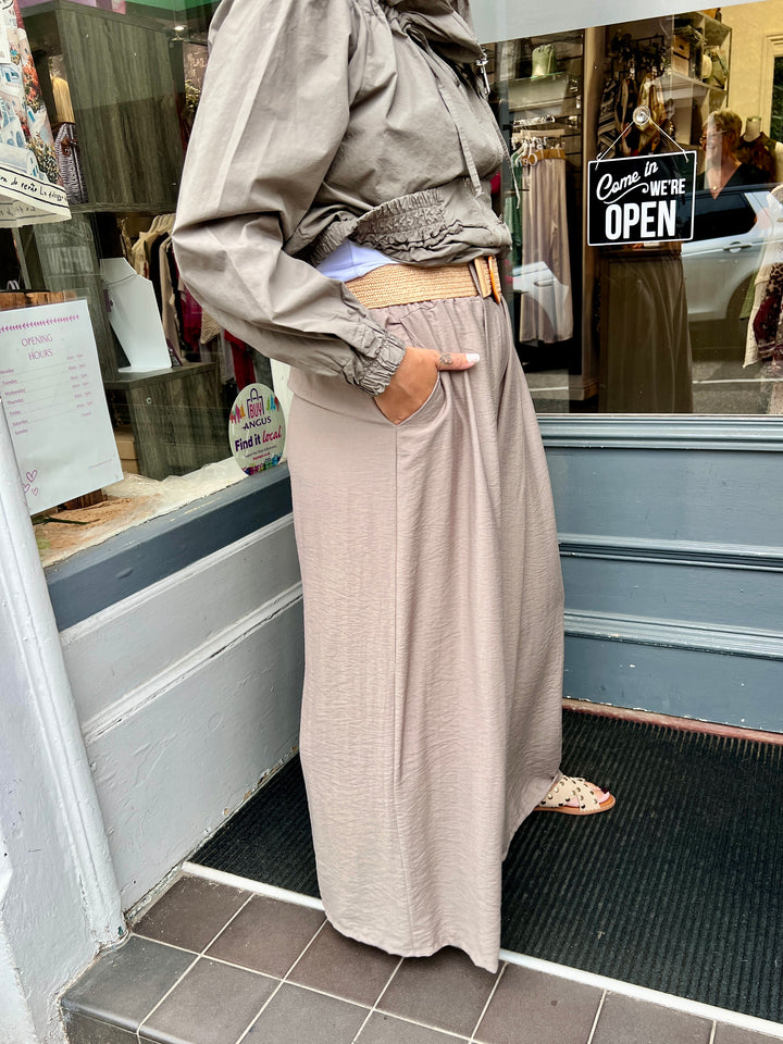 Blaire Wide Leg Belted Trousers MOCHA