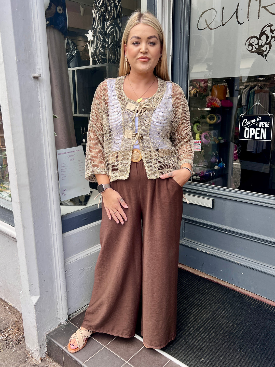 Isla Wide Leg Trousers With Belt CHOCOLATE