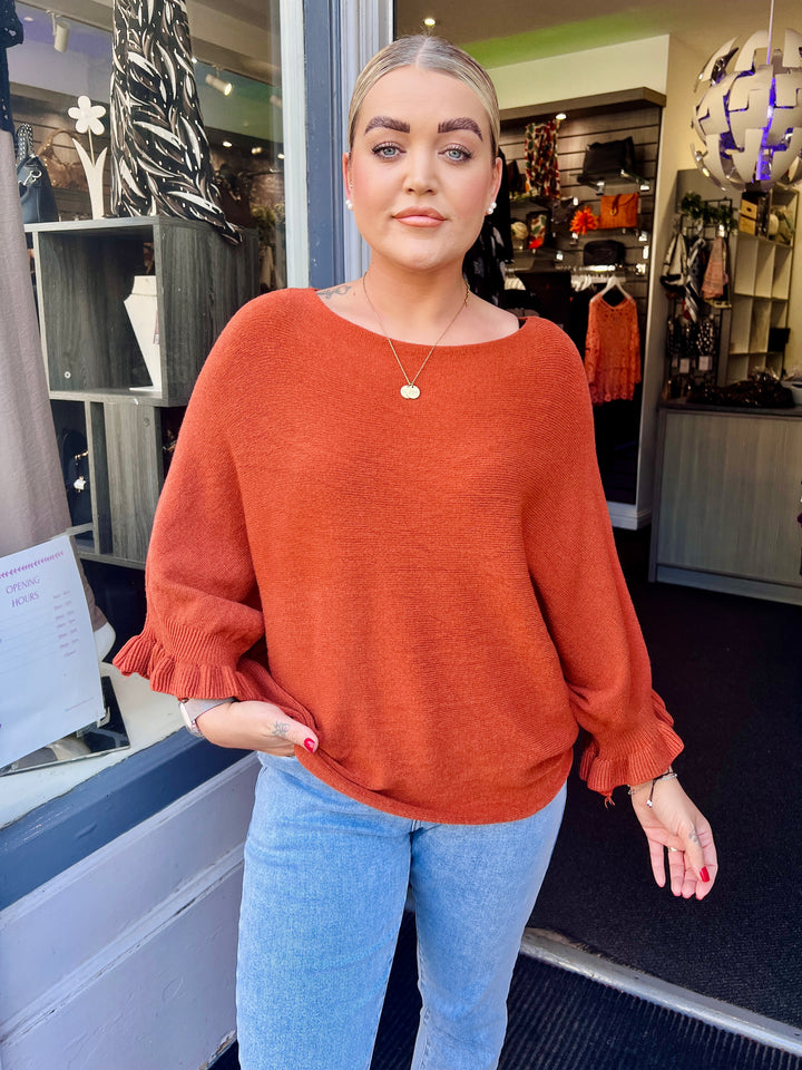 Klara Frill Sleeve Knit RUST