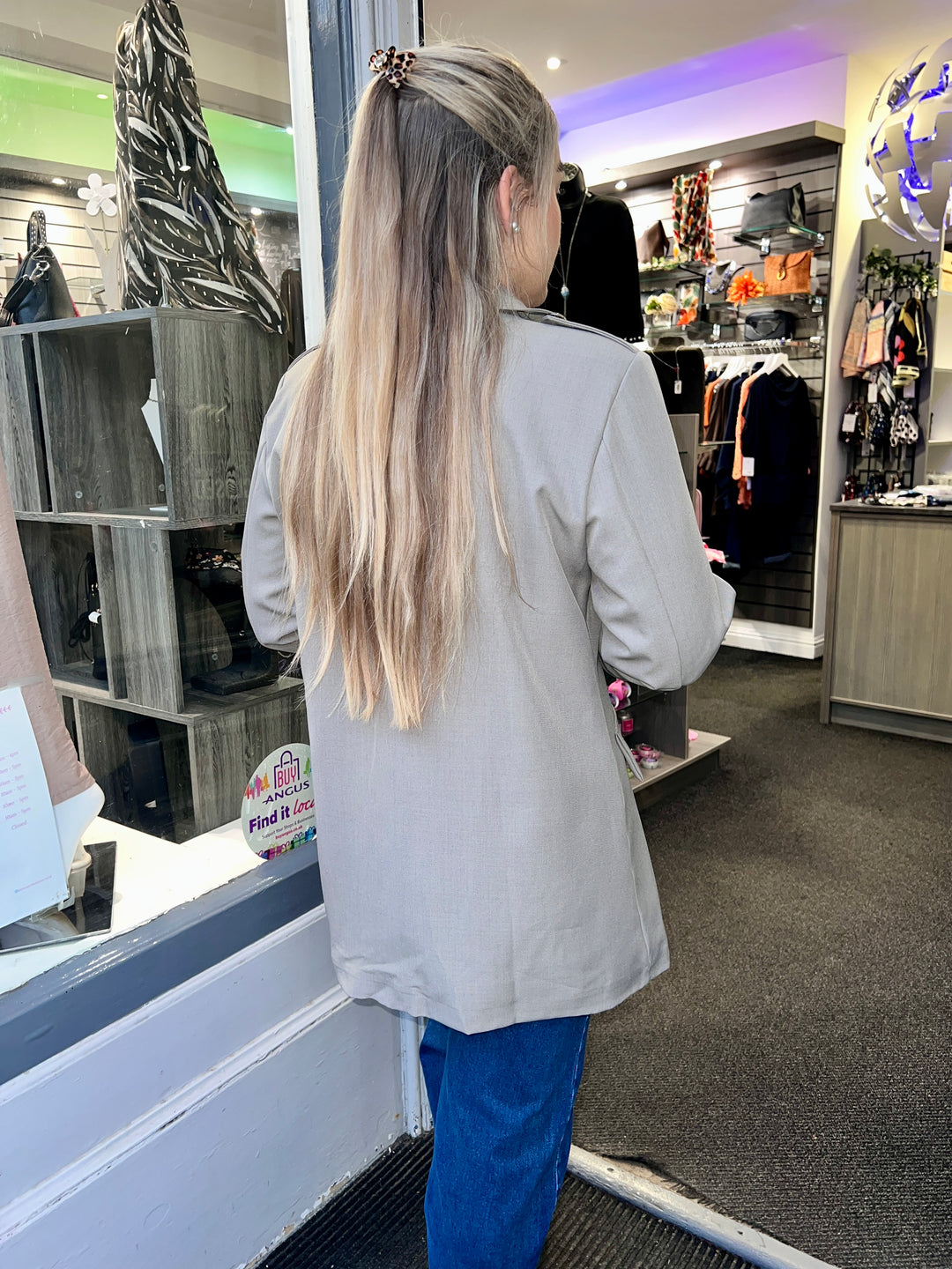 Marnie Gold Button Blazer TAUPE