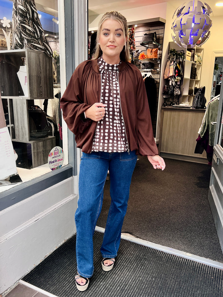 Dakota Jersey Bomber Jacket CHOCOLATE