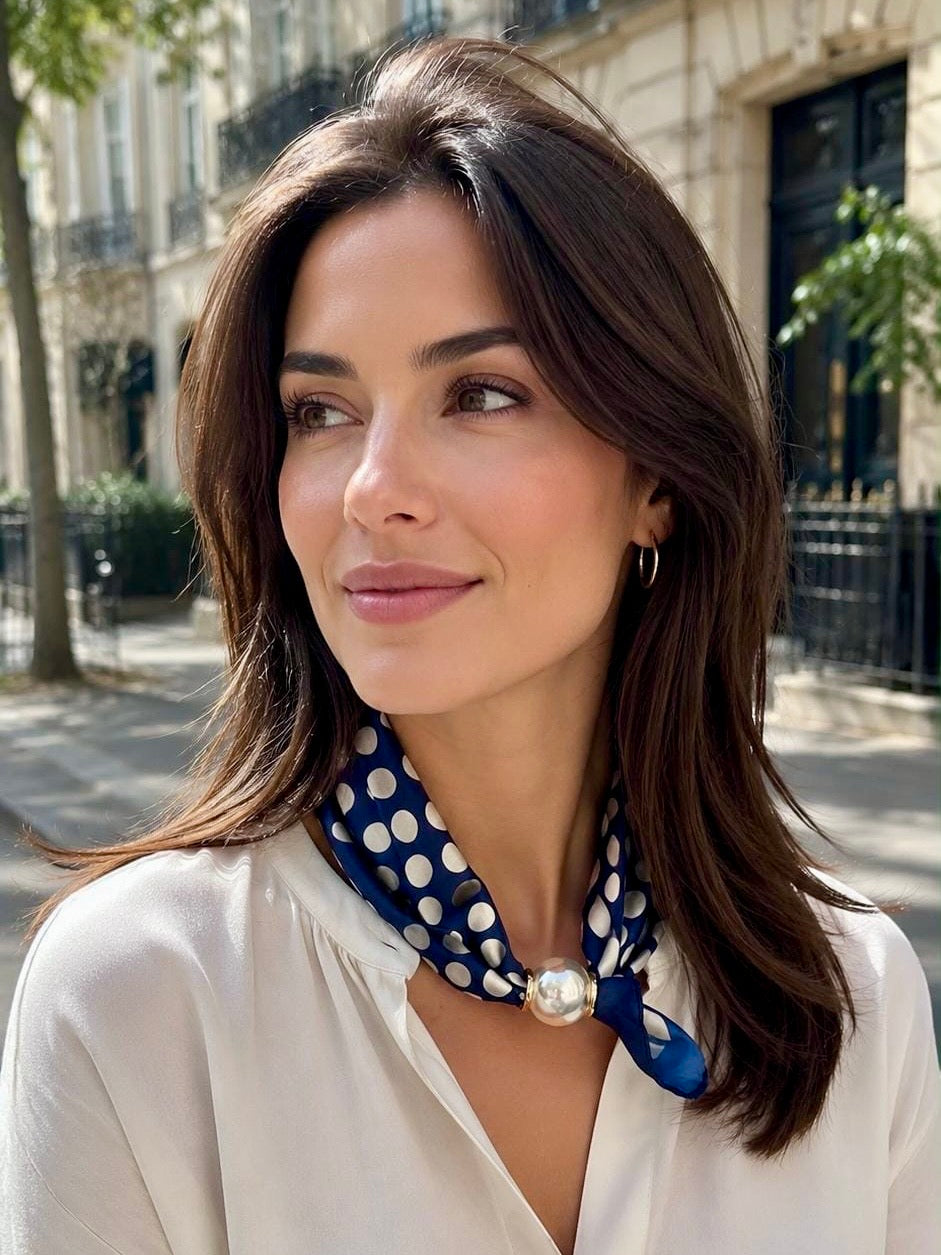 Polka Dot Magnetic Scarf NAVY
