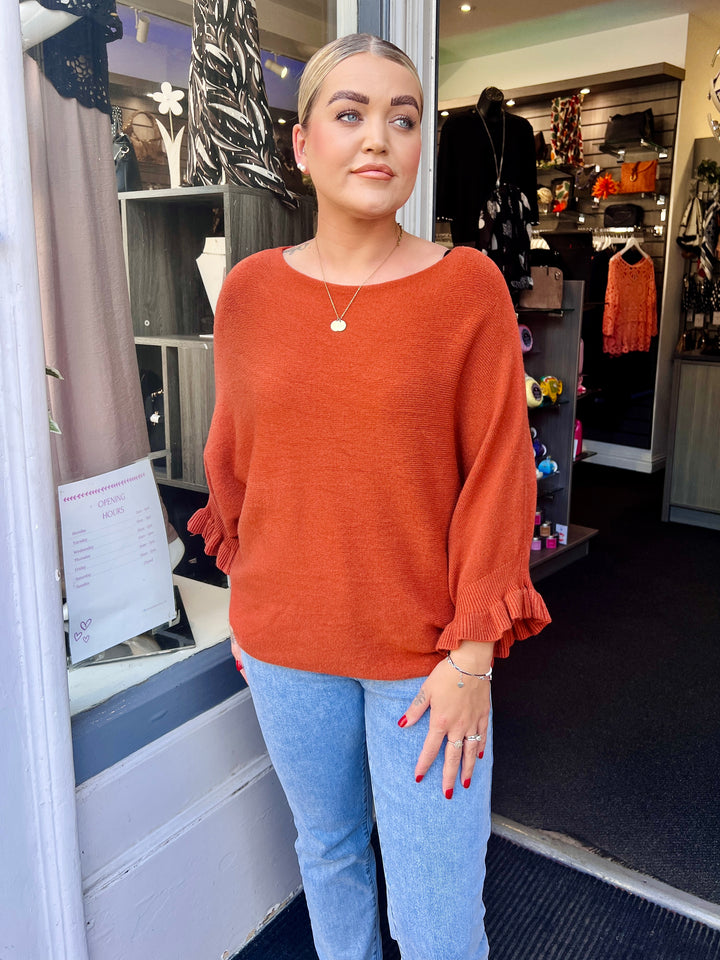 Klara Frill Sleeve Knit RUST
