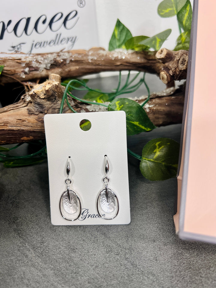 Gracee Oval Double Disc Earrings SILVER