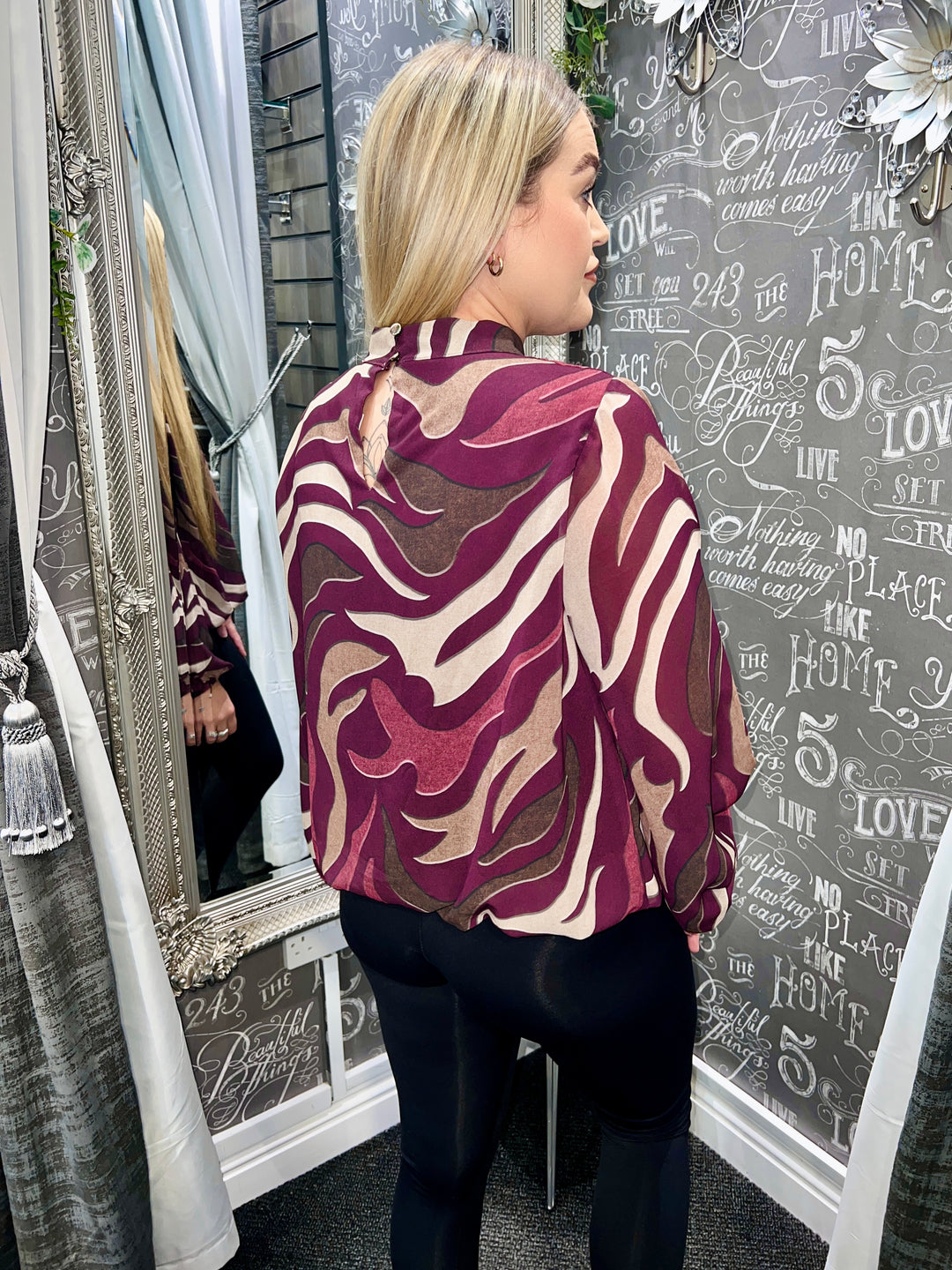 Chloe Abstract Zebra Print Bubblehem WINE