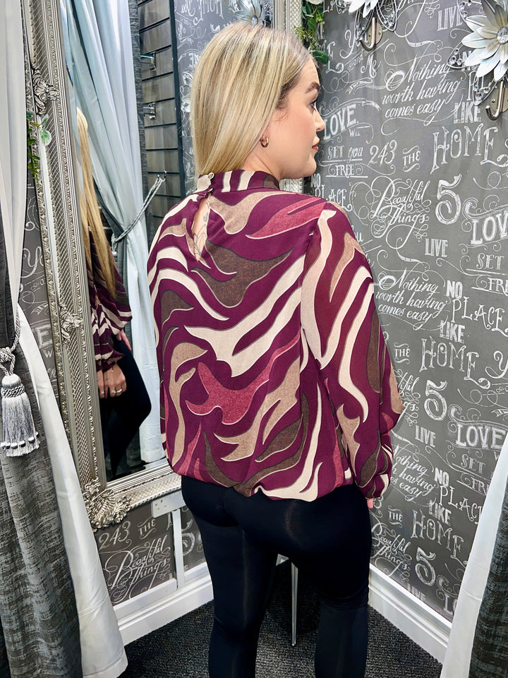 Chloe Abstract Zebra Print Bubblehem WINE