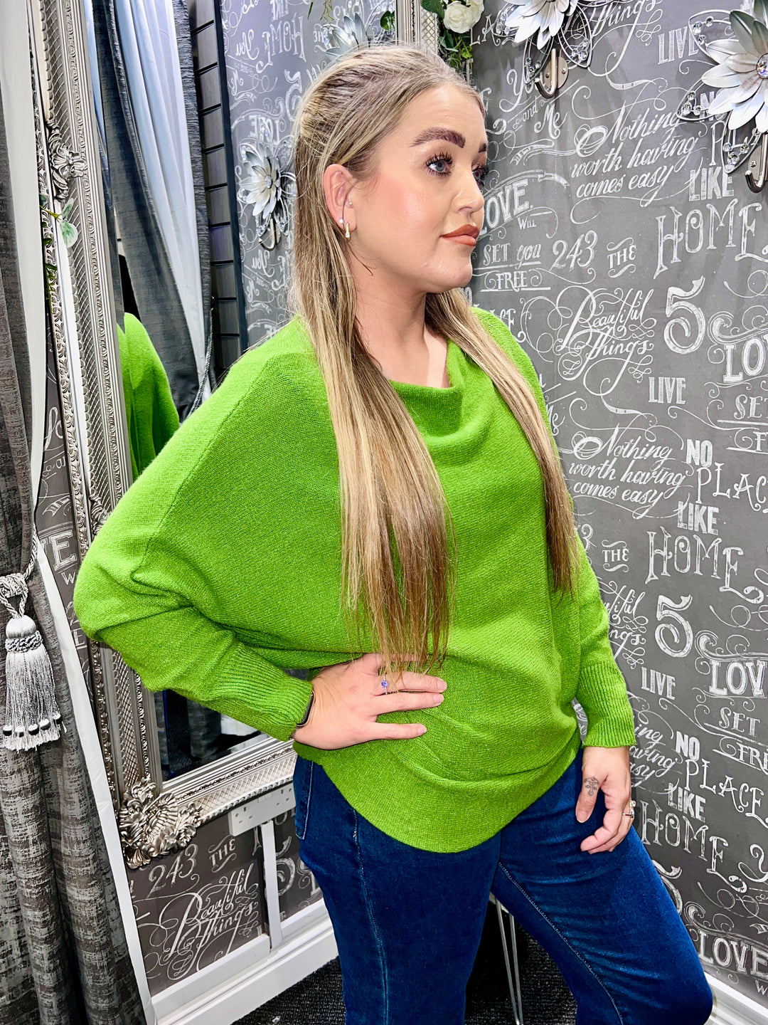 Darcie Batwing Jumper APPLE