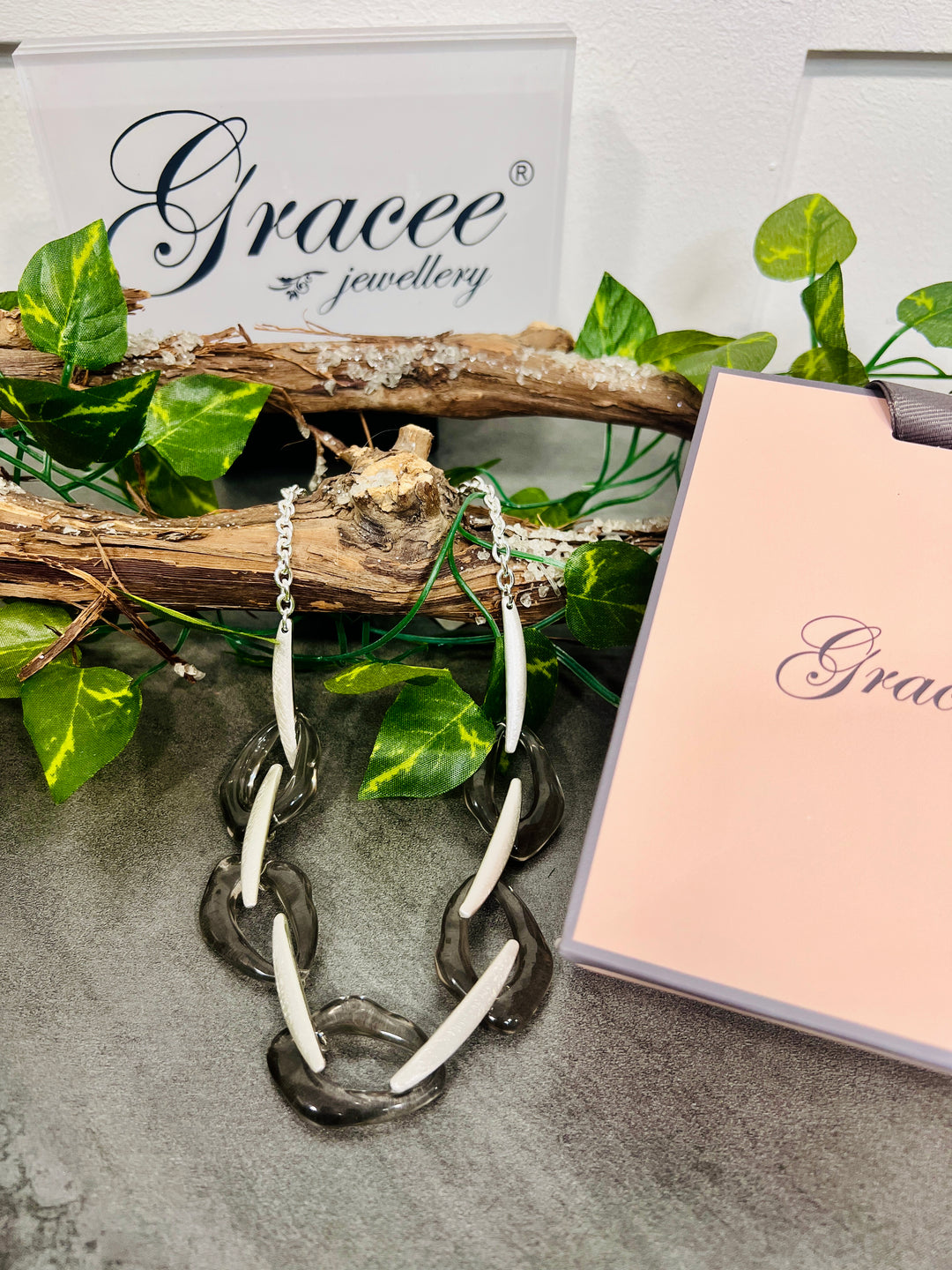 Gracee Short Distressed Oval Necklace SILVER
