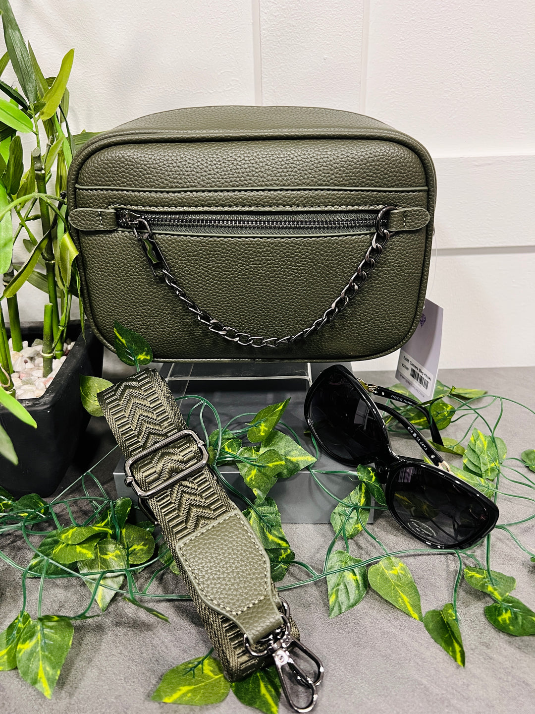 Edith Chain Detail Camera Bag KHAKI