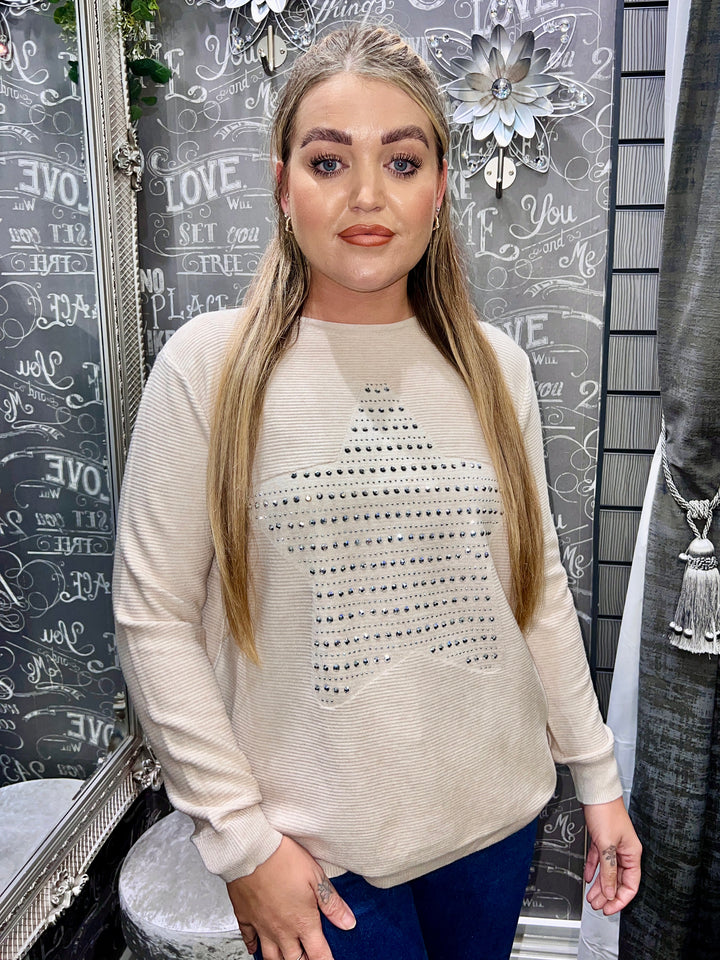 Aimee Star Design Jumper BEIGE