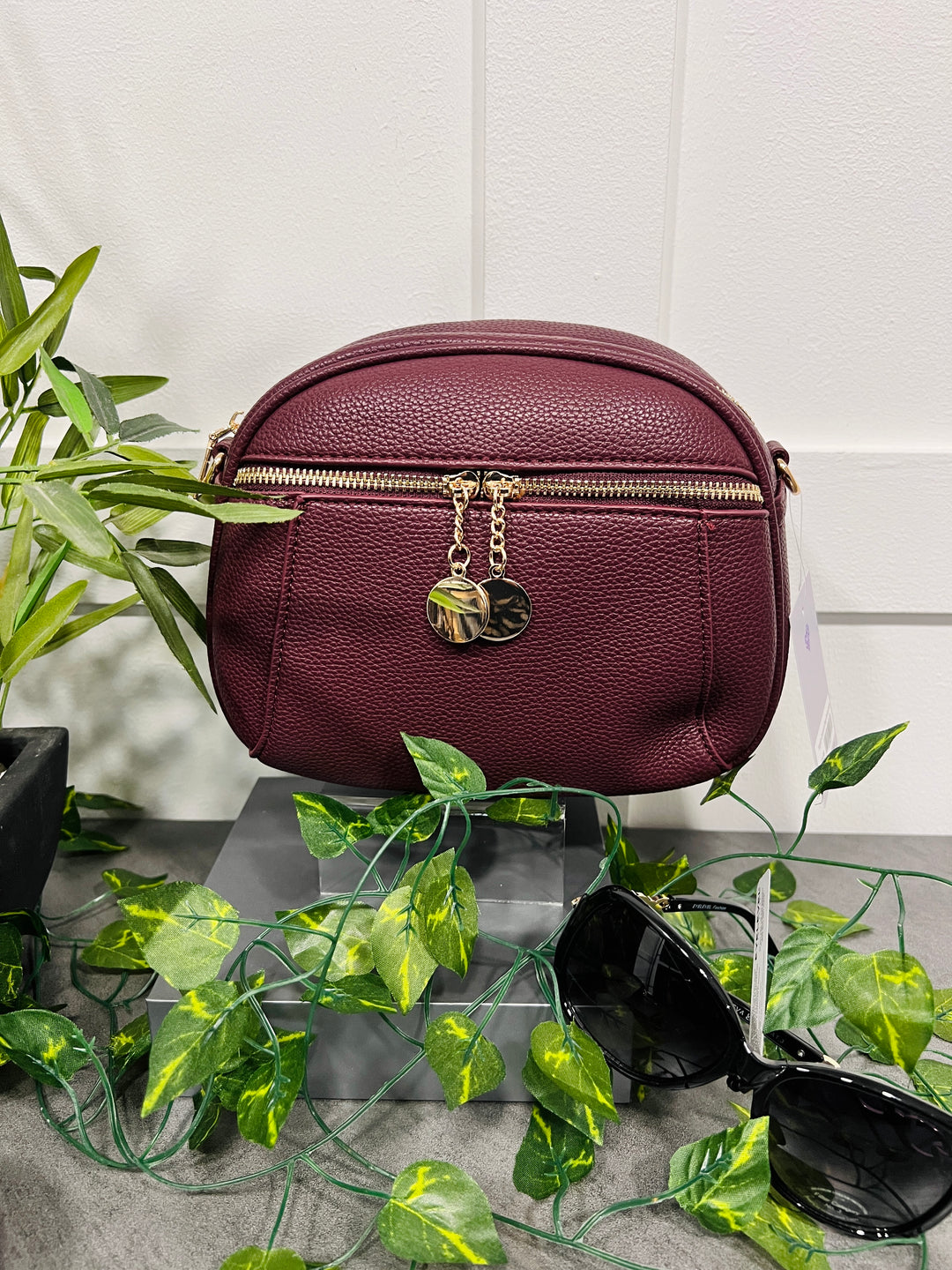 Toyah Gold Disc Zip Camera Bag BURGUNDY