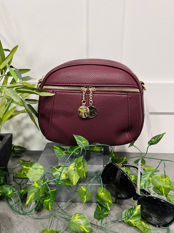 Toyah Gold Disc Zip Camera Bag BURGUNDY