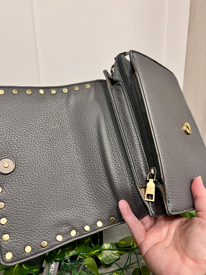 Dana Gold Stud Detail Handbag DARK GREY