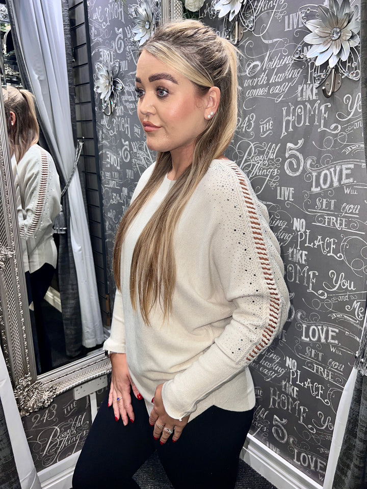 Macie Sparkle Sleeve Jumper BEIGE