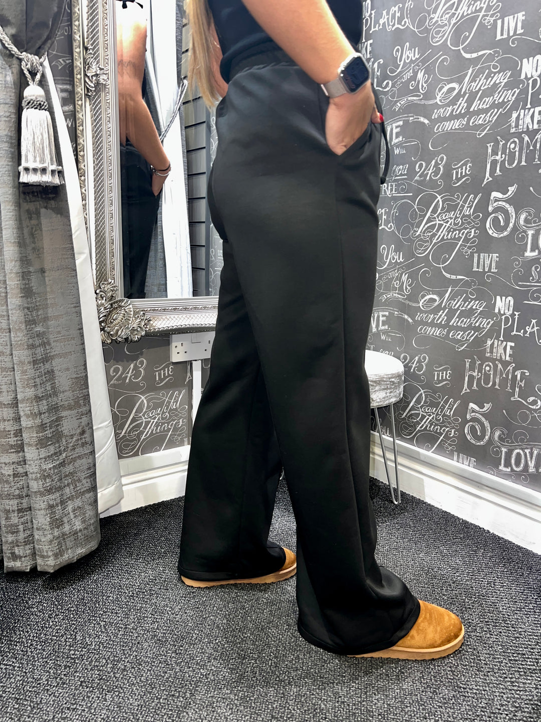 Lola Wide Leg Joggers BLACK