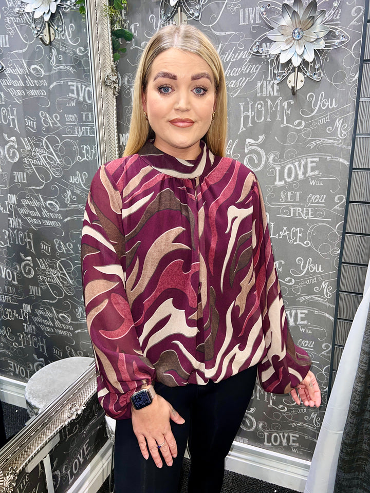 Chloe Abstract Zebra Print Bubblehem WINE
