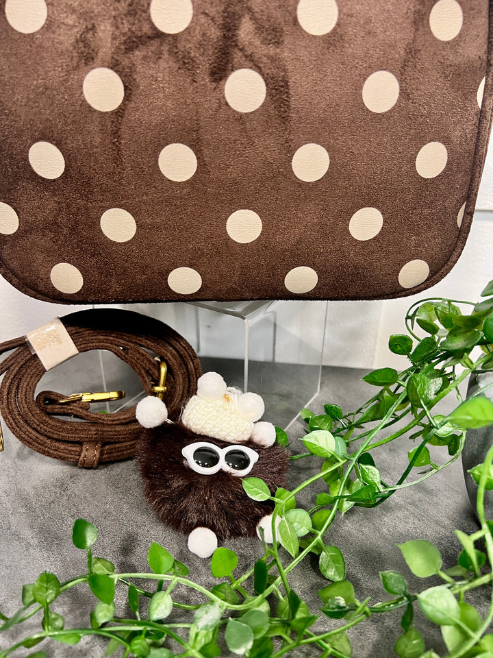 Polka Dot Suedette Camera Bag CHOCOLATE