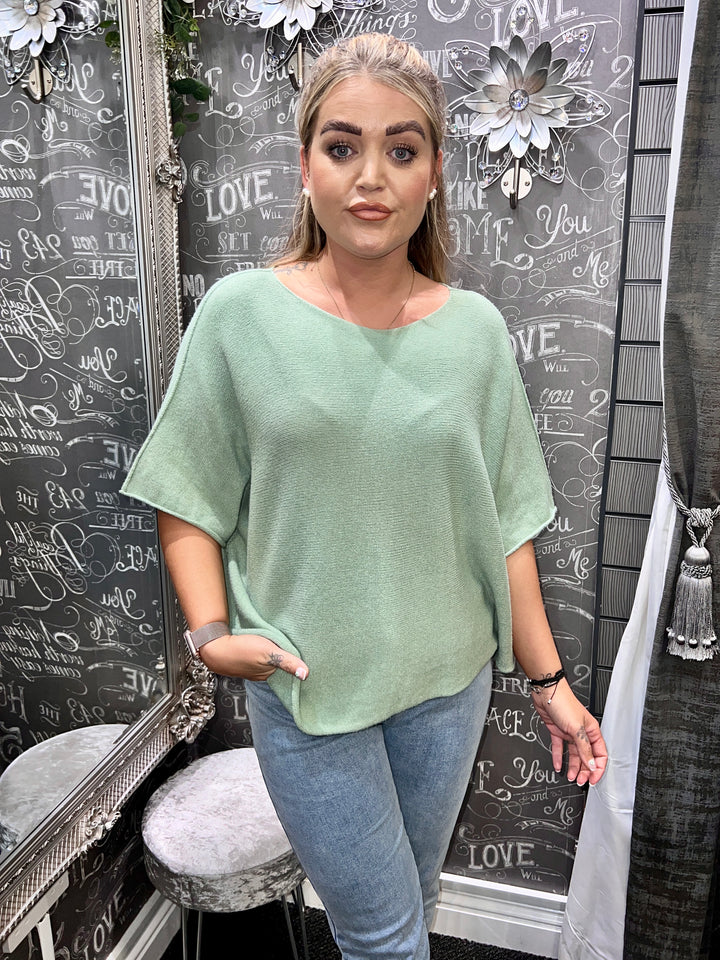 Sandi Italian Soft Knit Short Sleeve Jumper SAGE
