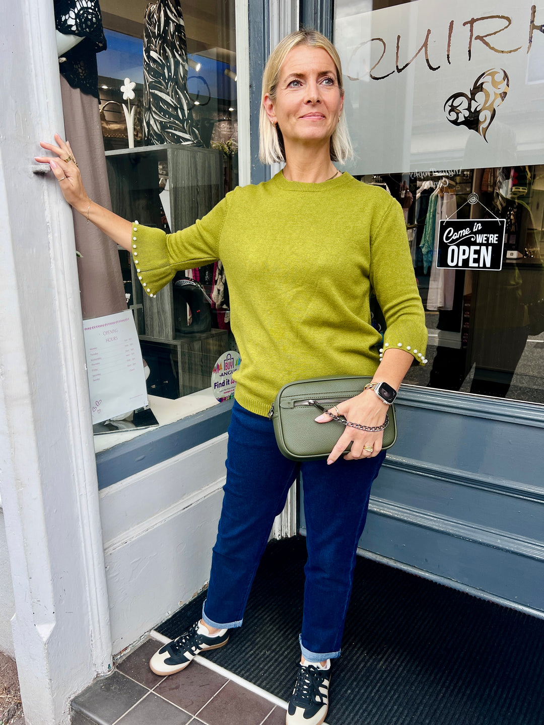 Harriet Pearl Sleeve Knit PISTACHIO