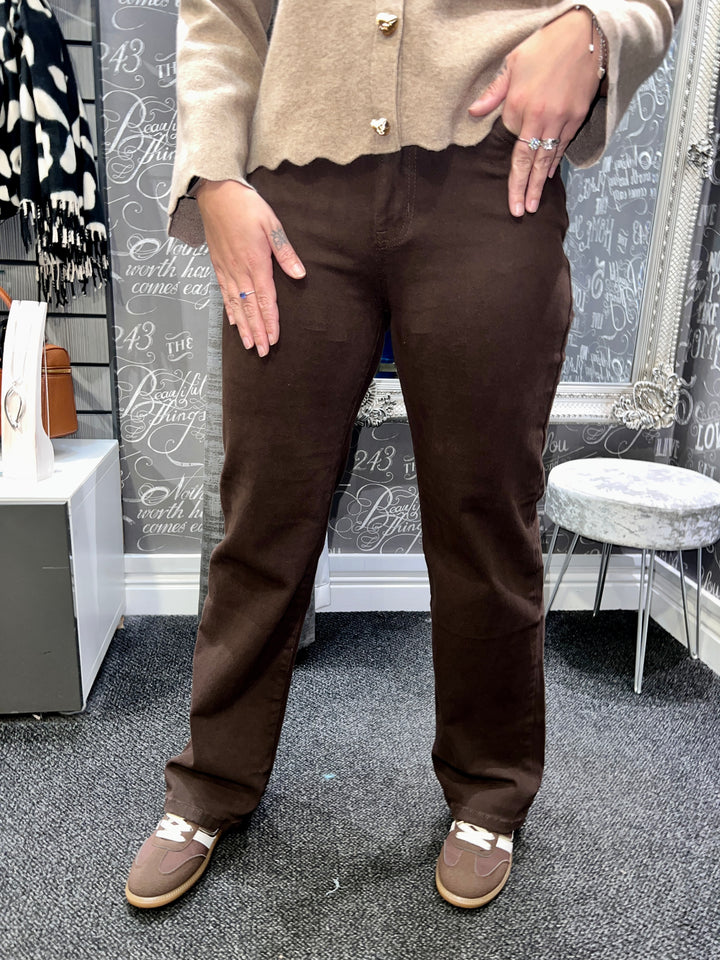 Dionne Wide Leg Jeans CHOCOLATE