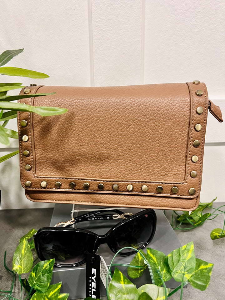 Dana Gold Stud Detail Handbag MOCHA