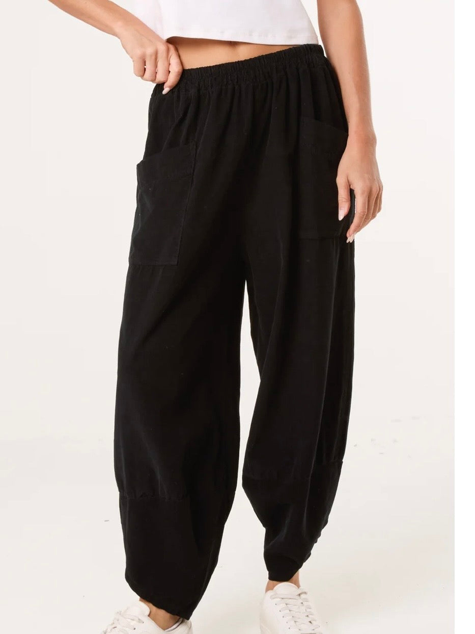 Bromwyn Cord Barrel Trousers BLACK
