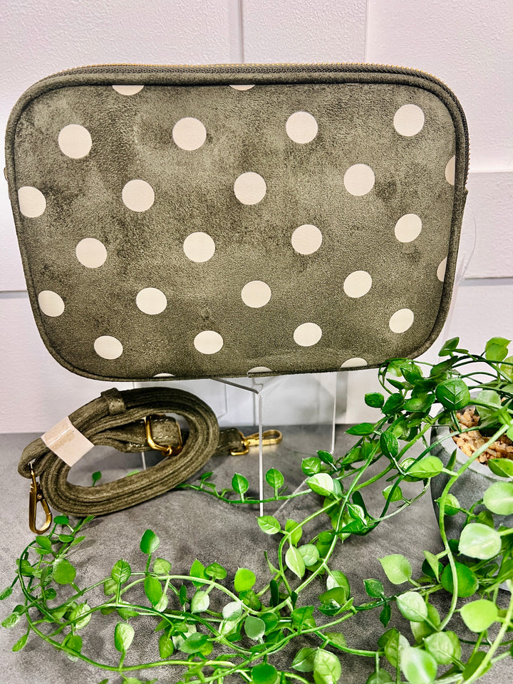 Polka Dot Suedette Camera Bag KHAKI
