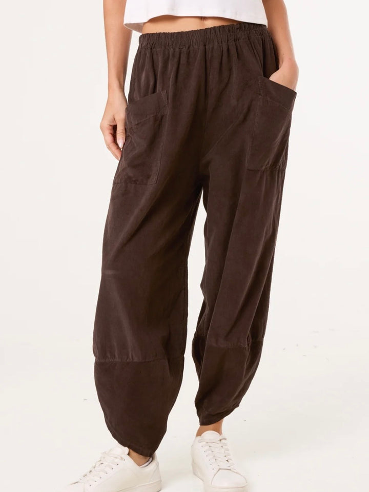 Bromwyn Cord Barrel Trousers CHOCOLATE