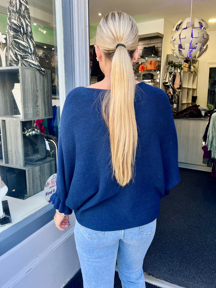 Klara Frill Sleeve Knit NAVY