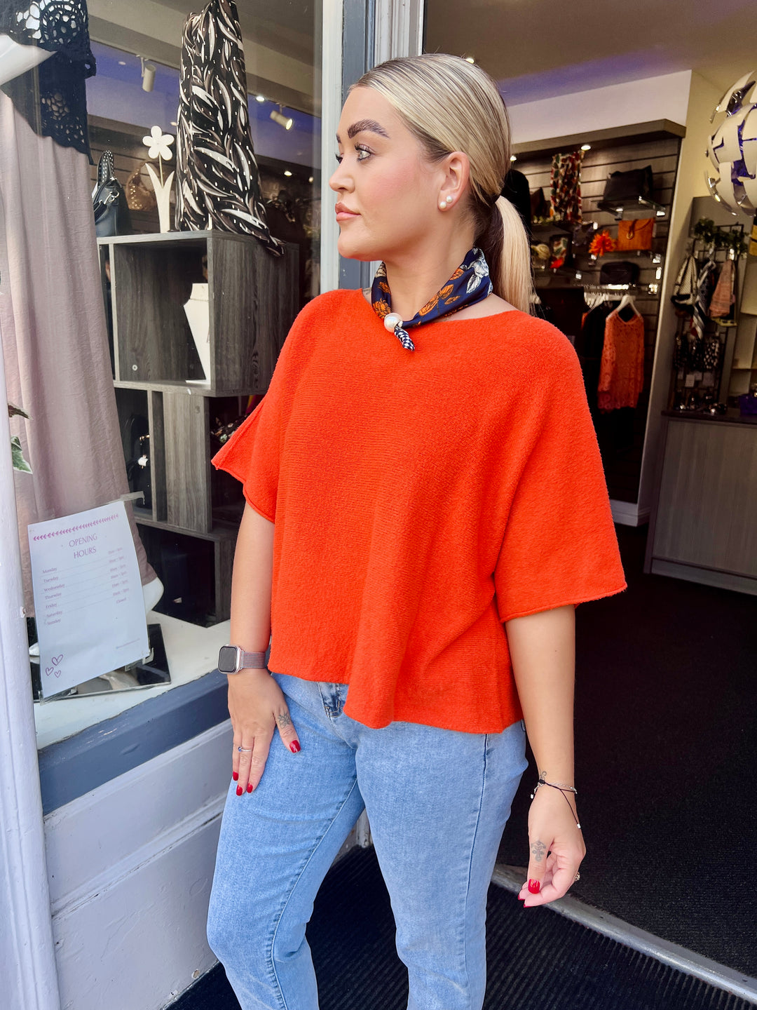 Sandi Italian Soft Knit Short Sleeve Jumper BURNT ORANGE