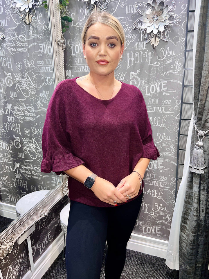 Klara Frill Sleeve Knit BERRY