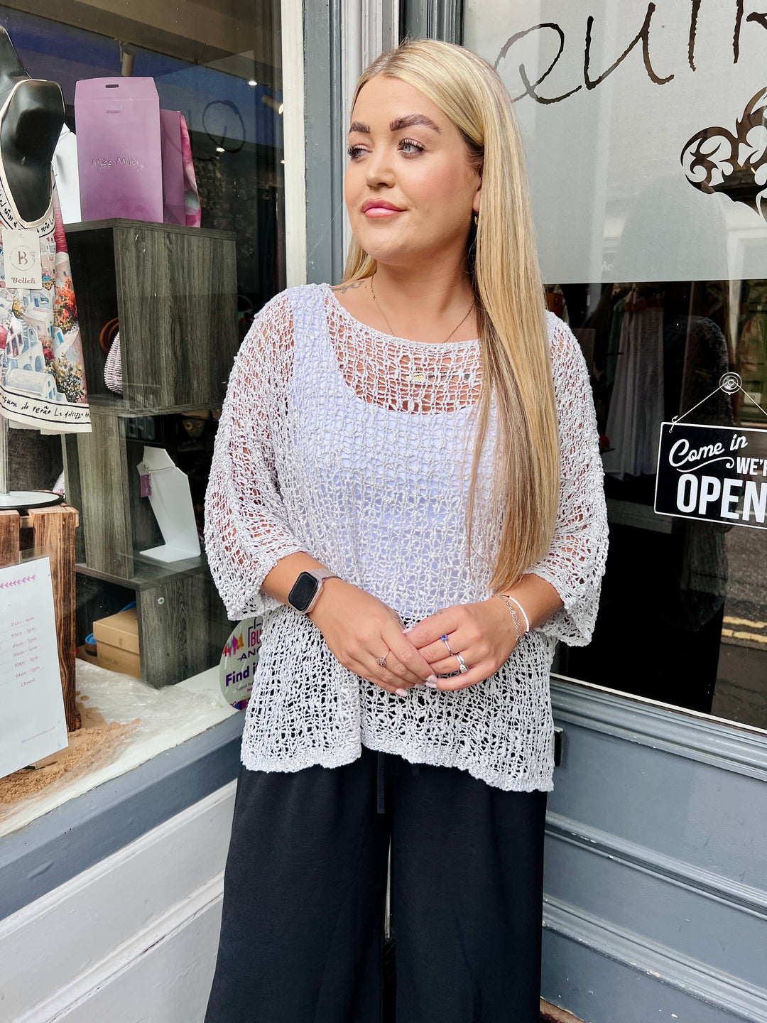 Tabitha Popcorn Jumper LIGHT GREY