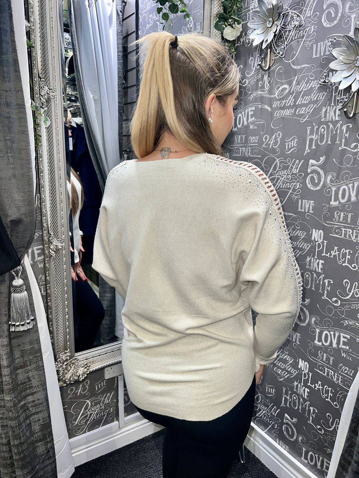 Macie Sparkle Sleeve Jumper BEIGE